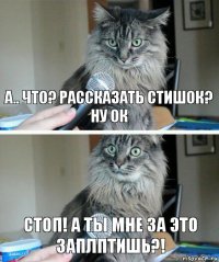 А.. Что? Рассказать стишок? Ну ок Стоп! А ты мне за это заплптишь?!