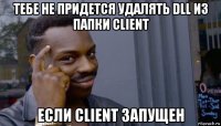 тебе не придется удалять dll из папки client если client запущен