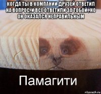 когда ты в компании друзей ответил на вопрос, и все ответили за тобой , но он оказался неправильным 