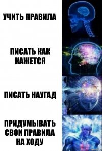 Учить правила Писать как кажется Писать наугад Придумывать свои правила на ходу