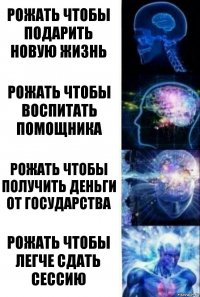 Рожать чтобы подарить новую жизнь Рожать чтобы воспитать помощника рожать чтобы получить деньги от государства рожать чтобы легче сдать сессию