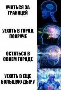 Учиться за границей Уехать в город покруче Остаться в своем городе Уехать в еще большую дыру