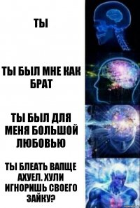 Ты Ты был мне как брат Ты был для меня большой любовью Ты блеать вапще ахуел. Хули игноришь своего зайку?