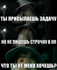 Ты присылаешь задачу Но не пишешь строчку в КП Что ты от меня хочешь?