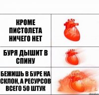 Кроме пистолета ничего нет Буря дышит в спину Бежишь в Буре на склон, а ресурсов всего 50 штук