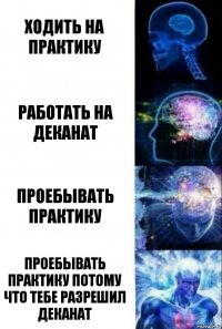 Ходить на практику Работать на деканат Проебывать практику Проебывать практику потому что тебе разрешил деканат