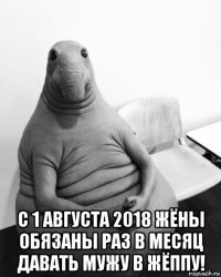  с 1 августа 2018 жёны обязаны раз в месяц давать мужу в жёппу!