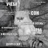 Учёба пары - сон депрессия не успеваешь взять топ не бьёшь норму для клана срываешься на противников в чате не успеваешь смотреть стримы марика 9 месяцев ада Унылая осень