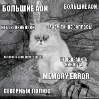 большие аои не поправить никогда зачем такие запросы северный полюс полигоны самопересекаются большие аои memory error нет геопривязки  