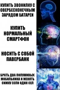 Купить звонилку с овербесконечным зарядом батареи Купить нормальный смартфон носить с собой павербанк брать два полуживых мобильника и менять симку если один сел