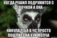 когда решил подружится с девочкой а она кинула тебя в чс просто пошли её на хуй молча