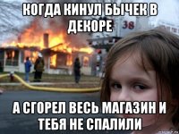 когда кинул бычек в декоре а сгорел весь магазин и тебя не спалили