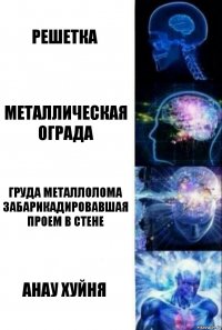 решетка металлическая ограда груда металлолома забарикадировавшая
проем в стене анау хуйня