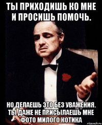 ты приходишь ко мне и просишь помочь. но делаешь это без уважения. ты даже не присылаешь мне фото милого котика