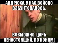 андрюха, у нас войско взбунтовалось. возможно, царь ненастоящий. по коням!