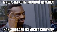 миша, ты хоть головой думай,а! или холодец из мозга сварил?