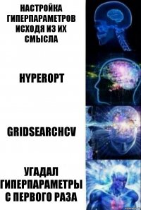 Настройка гиперпараметров исходя из их смысла hyperopt GridSearchCV угадал гиперпараметры с первого раза