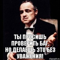 Ты просишь проверить баг,
но делаешь это без уважения!