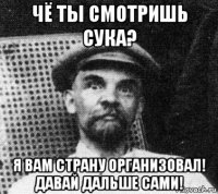 чё ты смотришь сука? я вам страну организовал! давай дальше сами!