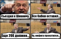 Съездил к Шманичу. Все бабки оставил... Еще 200 должен... Ну, нифига прокатился...