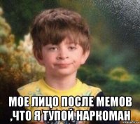  мое лицо после мемов ,что я тупой наркоман