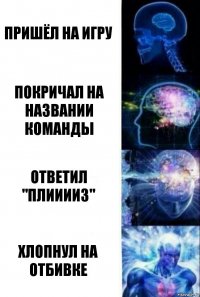 Пришёл на игру Покричал на названии команды Ответил "Плииииз" Хлопнул на отбивке