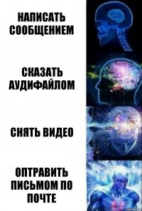 написать сообщением сказать аудифайлом снять видео оптравить письмом по почте