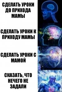 Сделать уроки до прихода мамы Сделать уроки к приходу мамы Сделать уроки с мамой Сказать, что нечего не задали