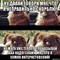 ну,давай,говори мне,что я неправильно скорблю! не могу уже терпеть! показывай как надо! скажи мне,что я хомяк интернетовский!