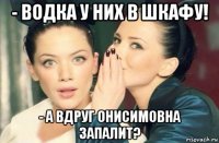 - водка у них в шкафу! - а вдруг онисимовна запалит?