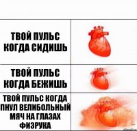 Твой пульс Когда сидишь Твой Пульс Когда бежишь Твой пульс когда пнул велибольный мяч на глазах физрука