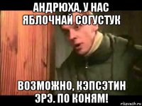 андрюха, у нас яблочнай согустук возможно, кэпсэтин эрэ. по коням!