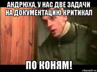 андрюха, у нас две задачи на документацию критикал по коням!