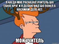 я кагда мне расказал учитель шо такое круг и я делаю вид шо понел а насамам деле нет мой учитель