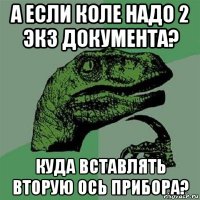 а если коле надо 2 экз документа? куда вставлять вторую ось прибора?