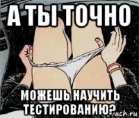 а ты точно можешь научить тестированию?