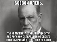 боевой олень, ты не мужик, а буйный пациент с андрогиной сепарацией от своего пола,обычный невротик и не более