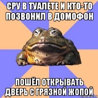 сру в туалете и кто-то позвонил в домофон пошёл открывать дверь с грязной жопой