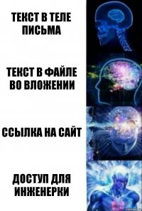 Текст в теле письма текст в файле во вложении ссылка на сайт доступ для инженерки