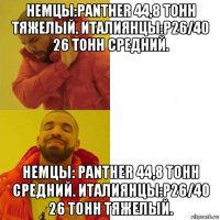 немцы:panther 44,8 тонн тяжелый. италиянцы:p26/40 26 тонн средний. немцы: panther 44,8 тонн средний. италиянцы:p26/40 26 тонн тяжелый.