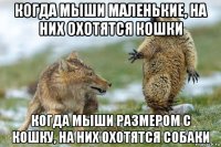 когда мыши маленькие, на них охотятся кошки когда мыши размером с кошку, на них охотятся собаки