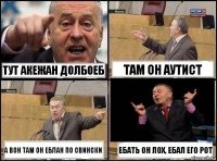 Тут Акежан долбоеб Там он аутист А вон там он Еблан по свински Ебать он лох, ебал его рот