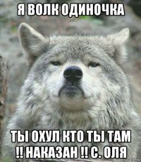 я волк одиночка ты охул кто ты там !! наказан !! с. оля