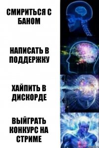 Смириться с баном написать в поддержку хайпить в дискорде выйграть конкурс на стриме