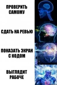 Проверить самому Сдать на ревью показать экран с кодом выглядит рабоче