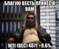 благую весть принес я вам wti (dec) 4071 +9.6%