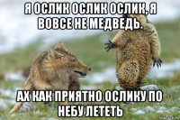 я ослик ослик ослик, я вовсе не медведь. ах как приятно ослику по небу лететь