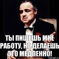 Ты пишешь мне работу, но делаешь это медленно!