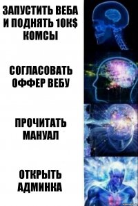 запустить веба и поднять 10к$ комсы согласовать оффер вебу прочитать мануал открыть админка