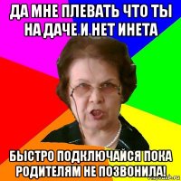 да мне плевать что ты на даче и нет инета быстро подключайся пока родителям не позвонила!